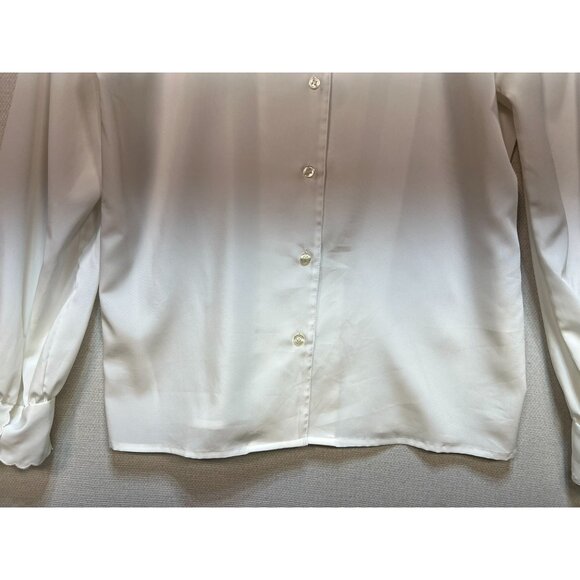 Vintage Michelle Stuart Women's Button Back Blouse Size 8 White Lightweight - Picture 11 of 12